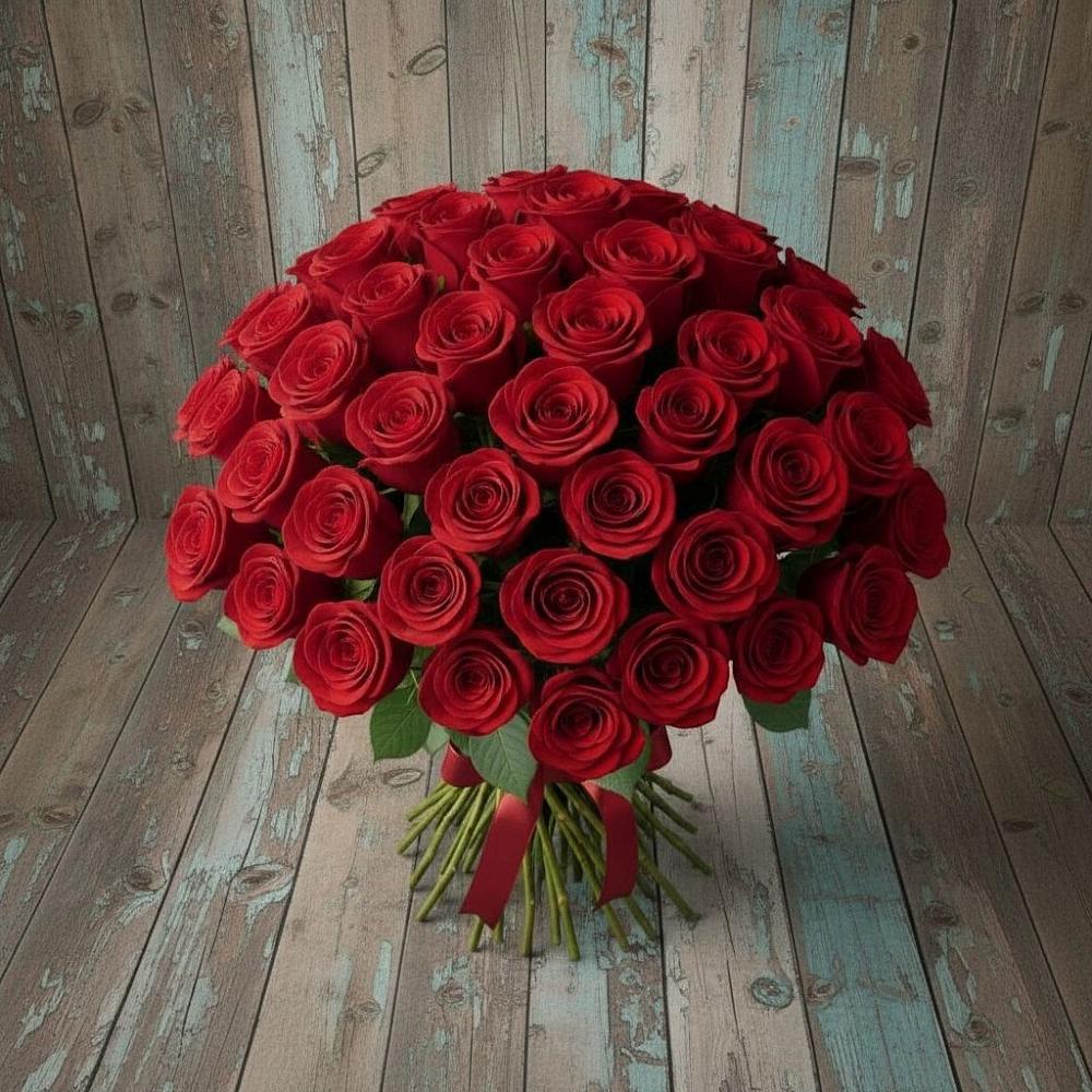 Букет 55 Красных роз Фридом в Комаричах