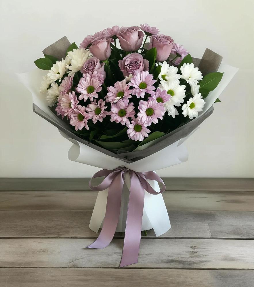 Букет цветов из: Хризантемы и Розы в Комаричах