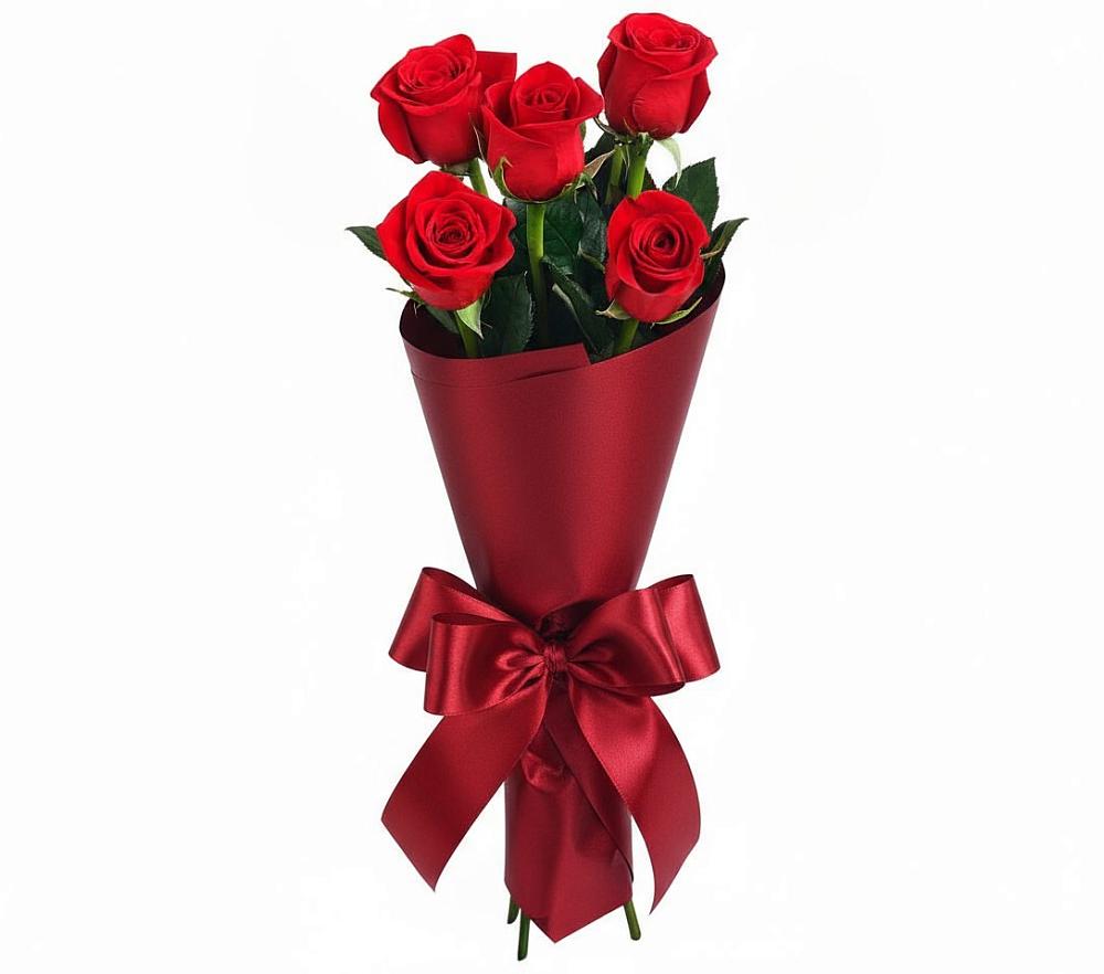 Букет 5 Красных роз Эдлесс Лав в Комаричах