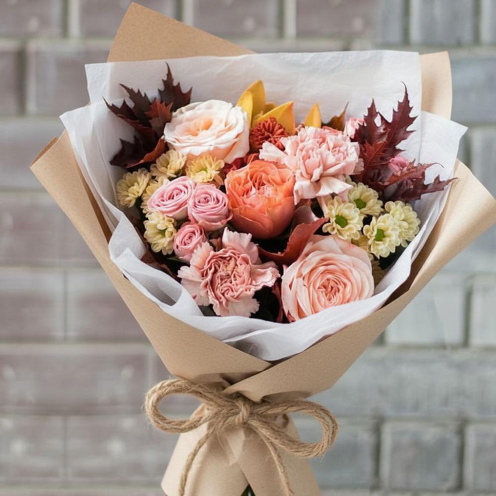 Букет цветов из: Гвоздики, Хризантемы и Розы в Комаричах