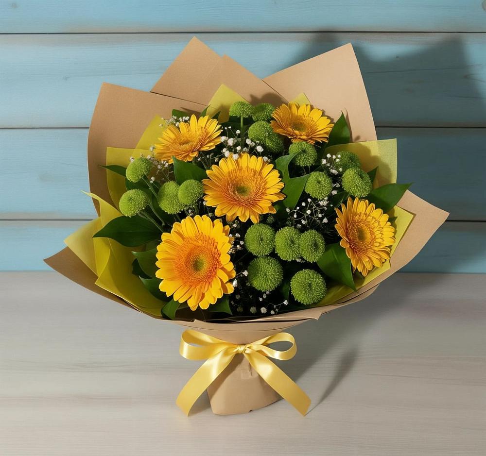 Букет цветов из: Герберы и Хризантемы в Комаричах