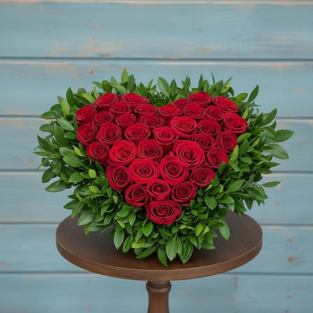 Цветочная композиция из Розы в виде сердца в Комаричах