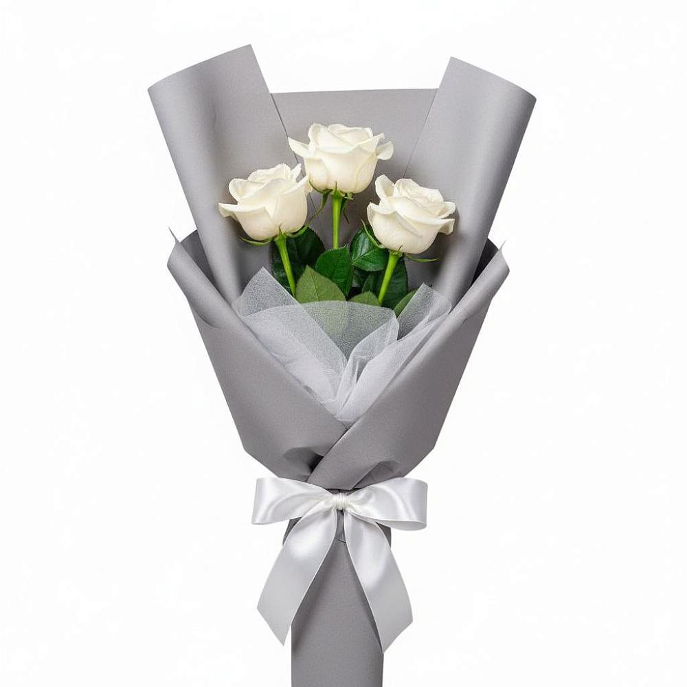 Букет 3 белые розы в Комаричах