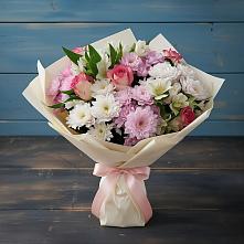 Букет цветов из:  Хризантемы, Альстромерии и Розы в Комаричах