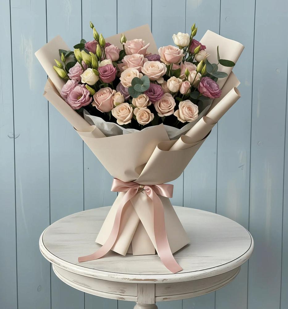 Букет цветов из: Розы и Лизиантусы в Комаричах