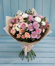 Букет цветов из:  Хризантемы, Розы и Альстромерии в Комаричах