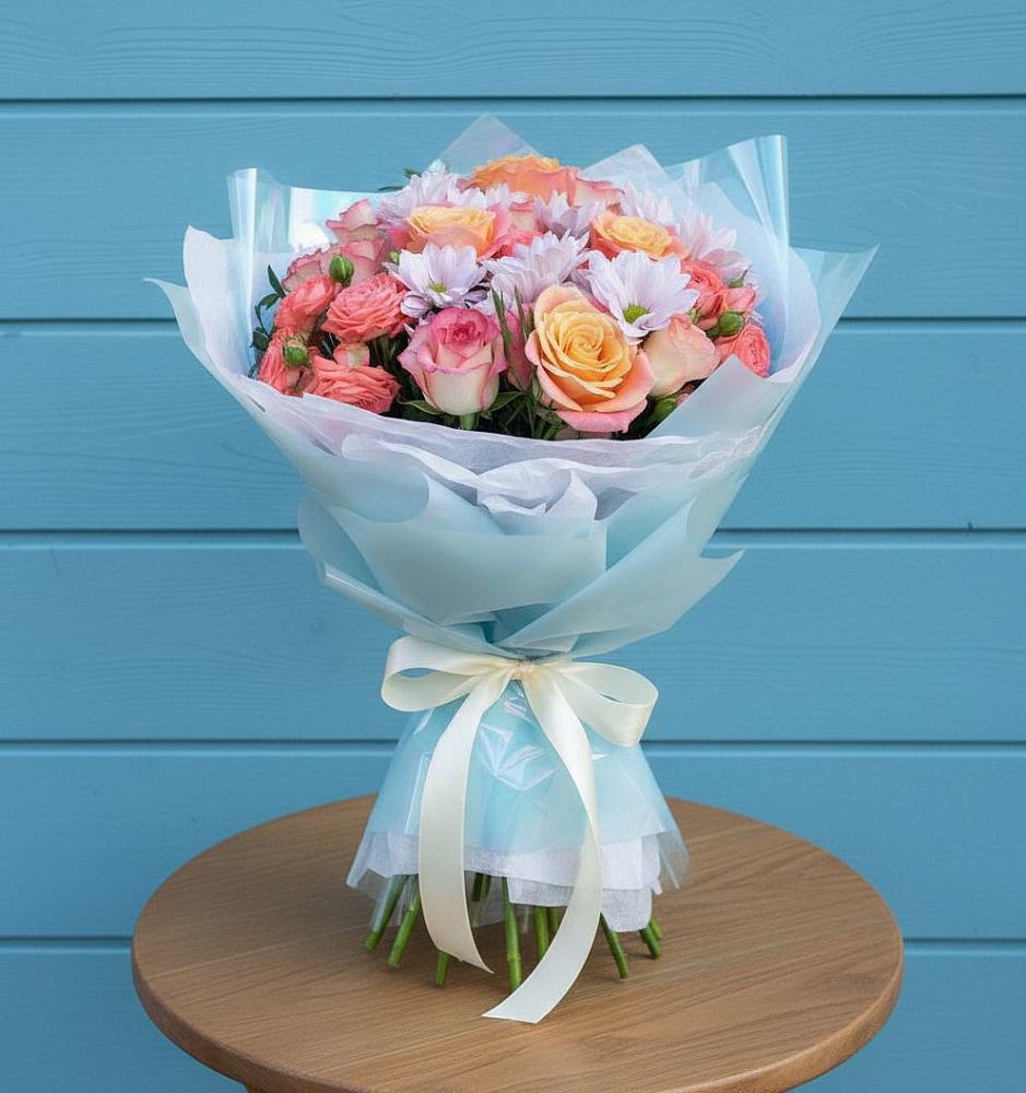 Букет цветов из: Хризантемы и Розы в Комаричах