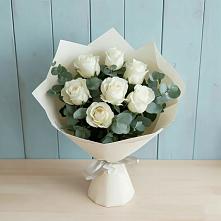 Букет Белые розы в Эвкалипте #REPLACE_PRED# Комаричах